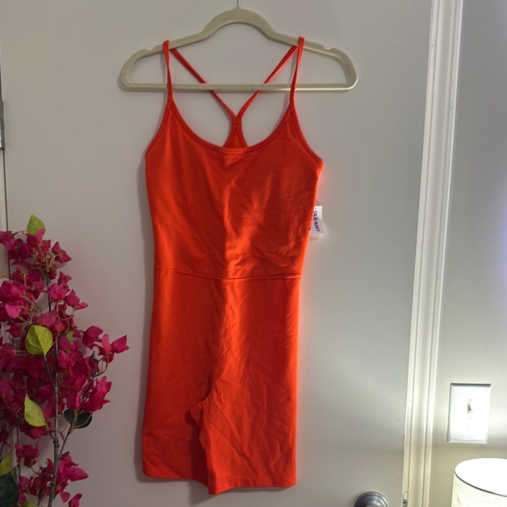 3/$50 NWT Old Navy work out romper bright orange small tall